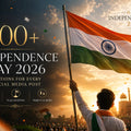 Independence Day 2026 feature image with Indian tricolour flag, patriotic celebration, and 400+ Independence Day captions for social media posts, including tricolour, flag hoisting, and tribute captions.