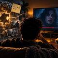 Cinematic illustration of the Zeigarnik Effect, showing an unfinished puzzle and glowing brain beside a viewer watching a paused TV cliffhanger, symbolizing why unfinished tasks stay in memory and how Netflix uses open loops to keep viewers engaged.