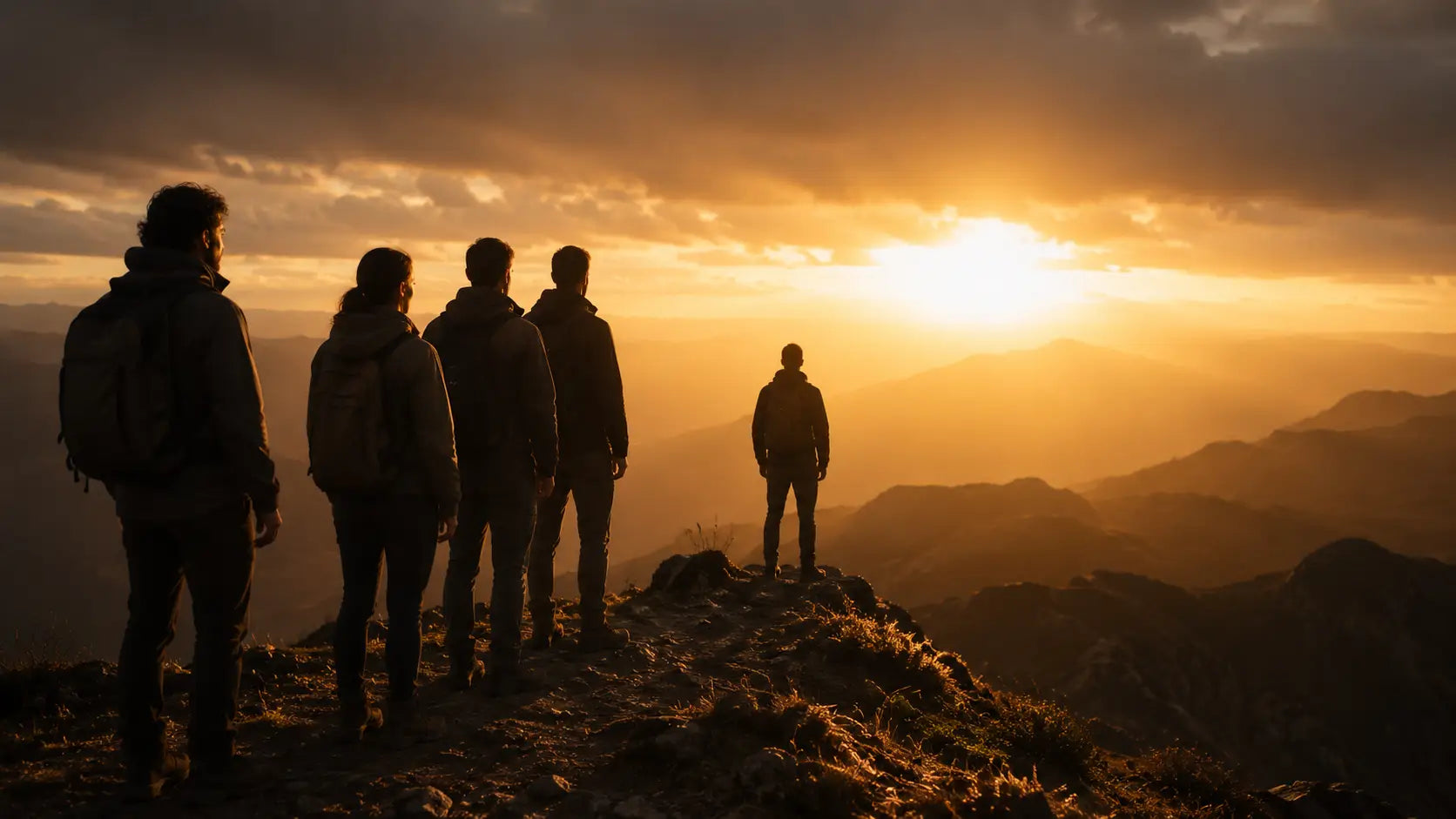 A leader standing beside their team facing the same direction as everyone else rather than facing them, symbolising the transformational leadership principle of leading with and alongside followers