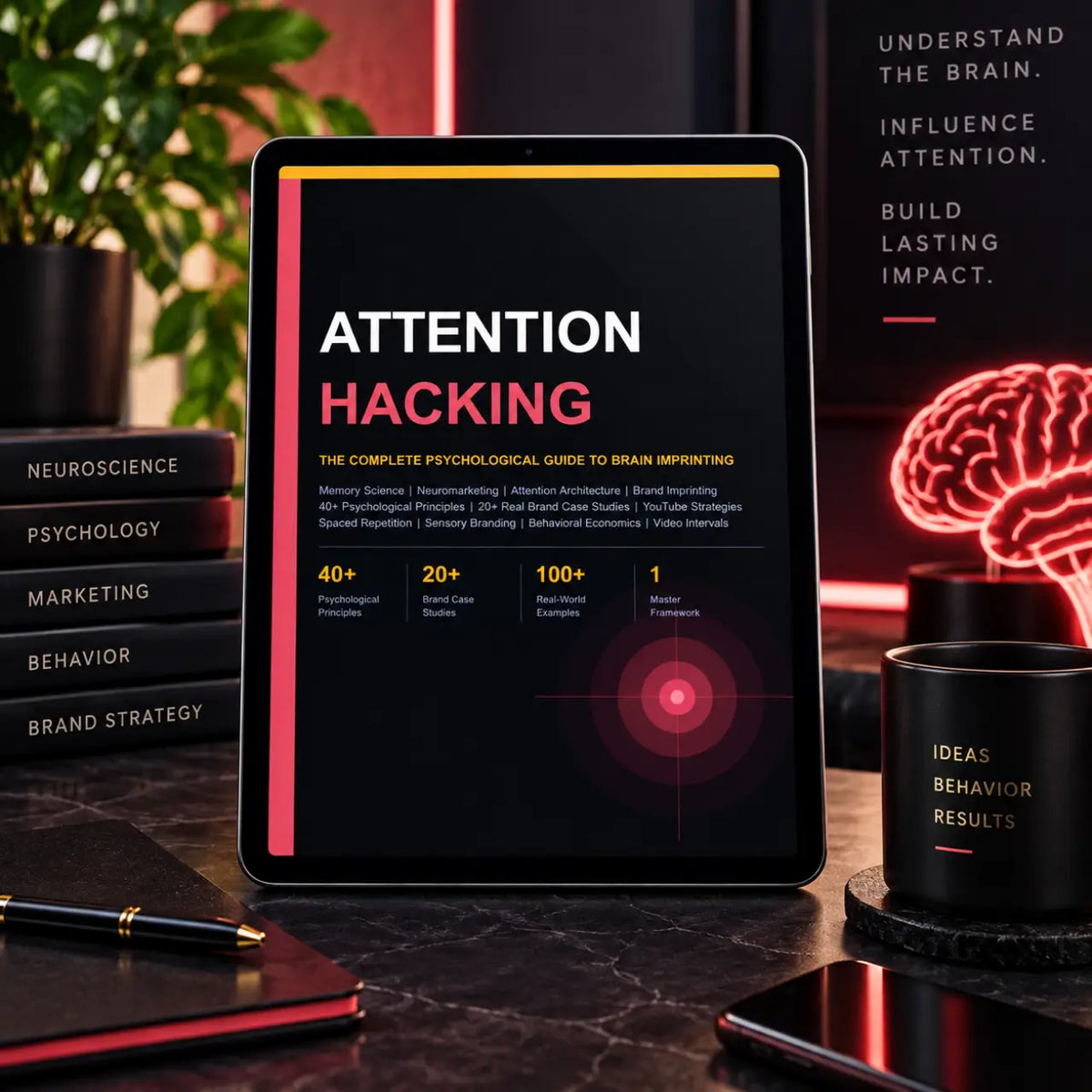 Attention Hacking ebook for entrepreneurs and brand builders, digital marketing psychology guide for understanding attention, growing brands, creating memorable content, and driving audience engagement.